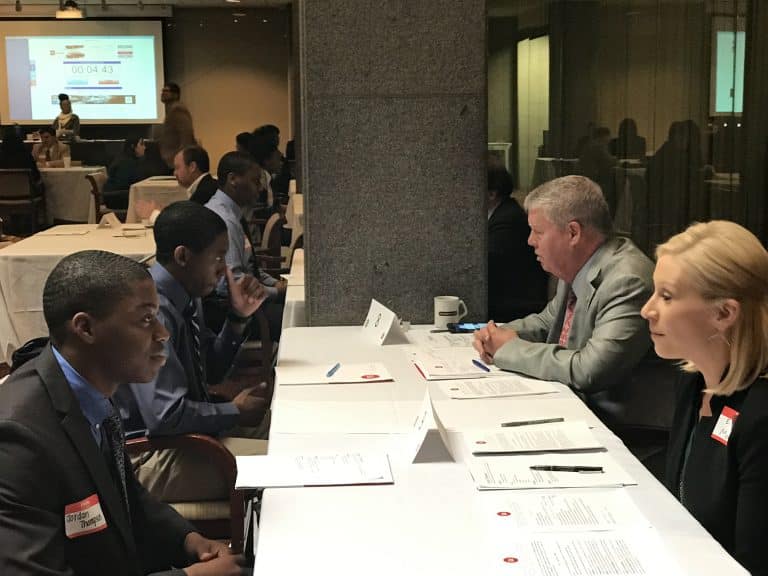 Birmingham 11th graders get coached on interview skills.  Rotarians get coached on students.