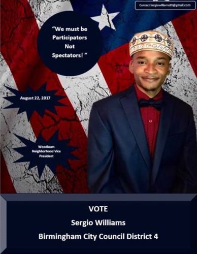 Sergio Williams is running for Birminghams city council in District 4 submitted photo. Woodlawn Neighborhood Association VP running for Birmingham city council