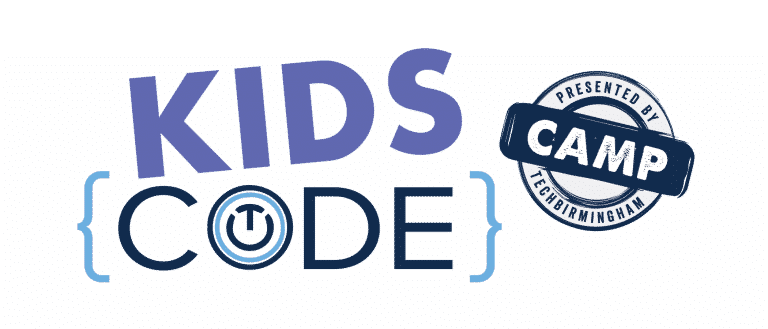 Image may include: kids code camp sponsored by TechBirmingham