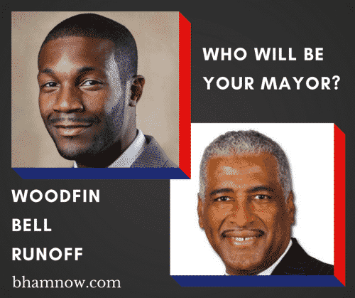 Birmingham, Alabama, mayor, runoff, election, Randall Woodfin, William Bell, graphic