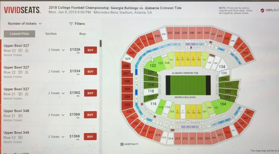 ticket price 3 Last minute tickets for National Championship game can still be found if you've got a bucket load of cash