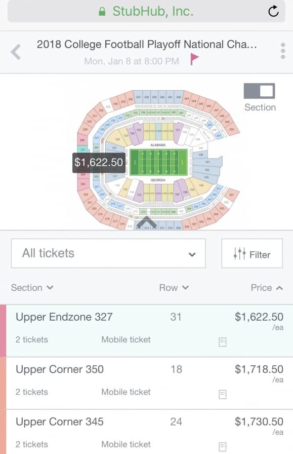 ticket time Last minute tickets for National Championship game can still be found if you've got a bucket load of cash