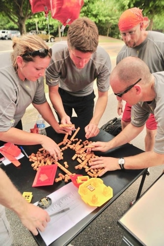 A team for Lakeshores Amazing Race works together on one of the race challenges. Via Lakeshore Foundation. The number 1 reason you should sign up for Lakeshore Foundation's Amazing Race this Saturday, June 2