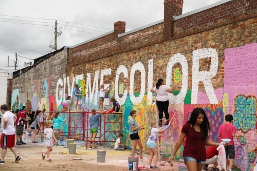 Color Wall Bham Now 21 of 21 Pure joy! Families and friends reveal the Birmingham Color Wall. (photo gallery)