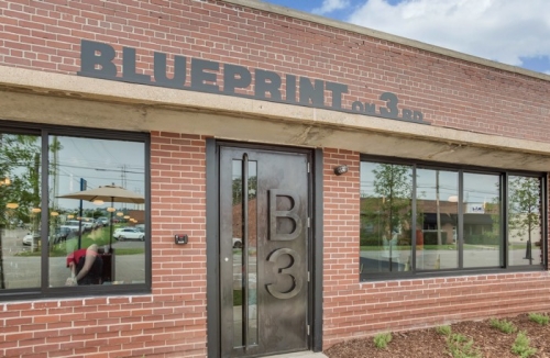 Front Facade of Blueprint on 3rd, ahead of their Valentine's Day prix fixe special in birmingham. 