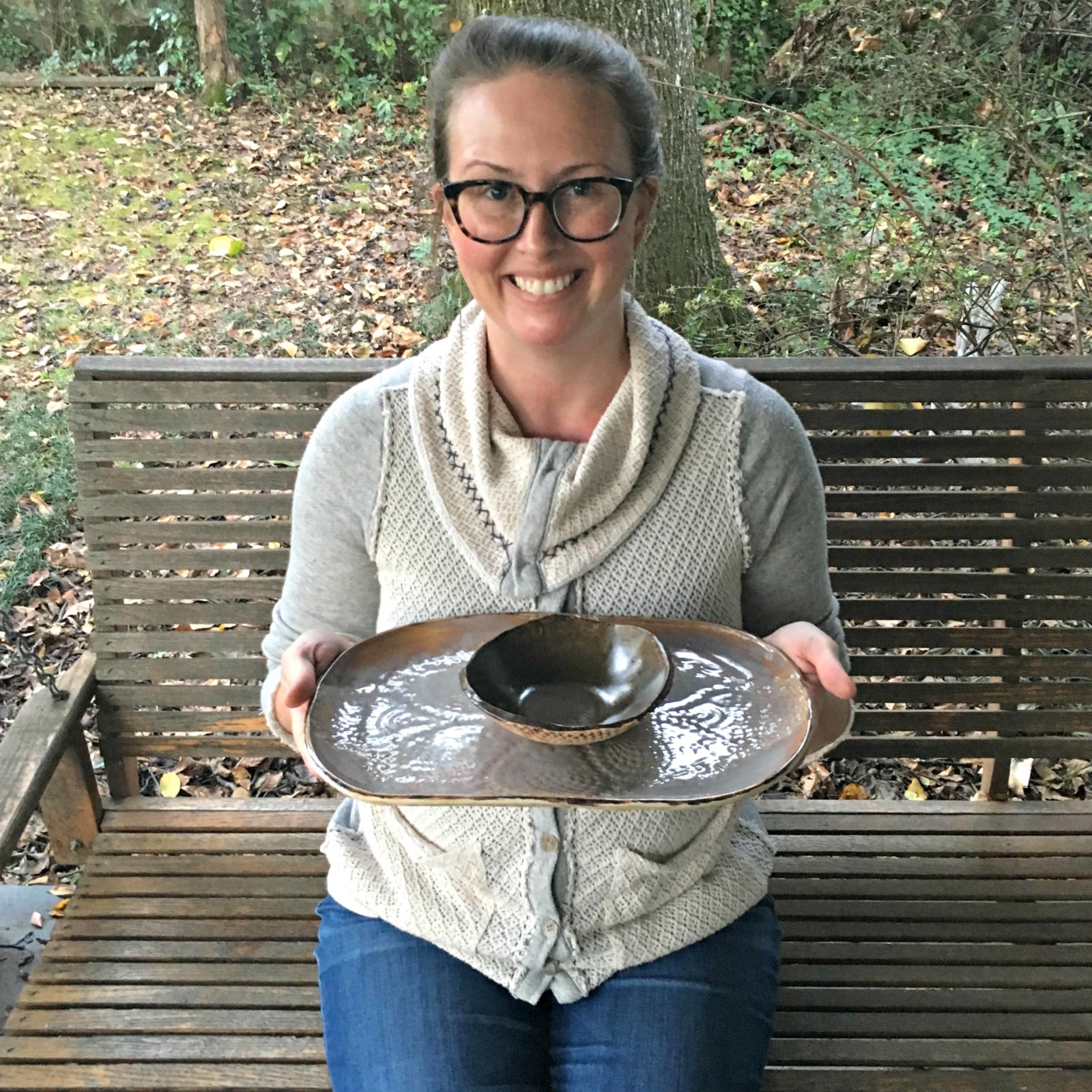 Jessica Sparks, one of the Roebuck Springs potters, on her home porch.