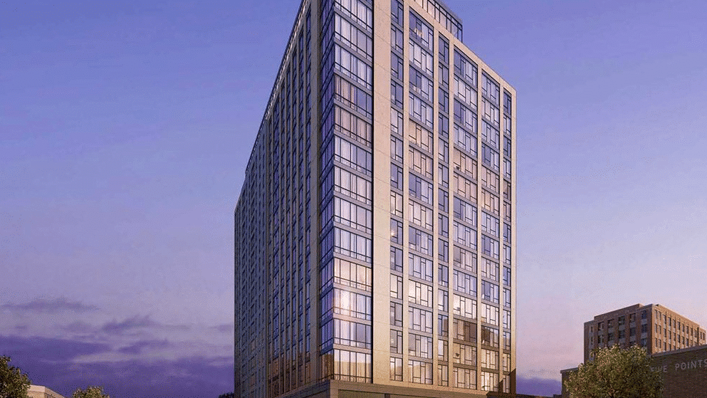 Construction on 17 story student living building in Birmingham's Five