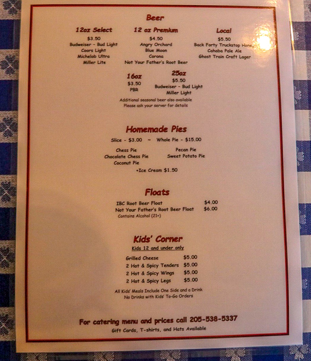 Birmingham, Alabama, Gus's Fried Chicken, The Battery, menu