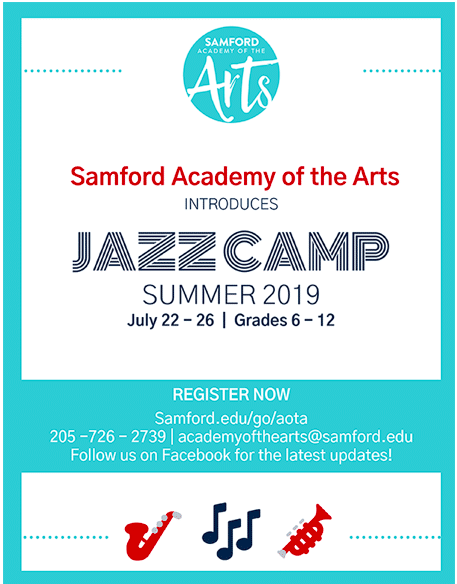 Screen Shot 2019 02 13 at 1.51.01 PM Spaces limited: Register for Samford Academy of the Arts Spring classes and new summer Jazz Camp