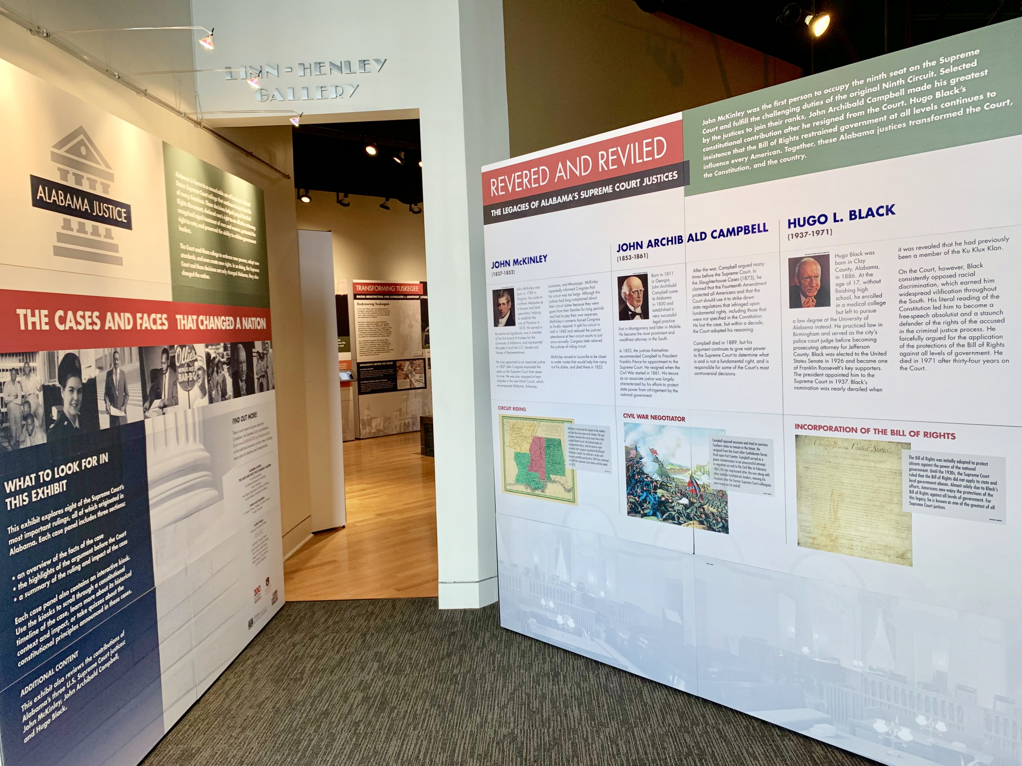 The traveling, interactive exhibit Alabama Justice: The Cases and Faces That Changed A Nation at the Vulcan Museum