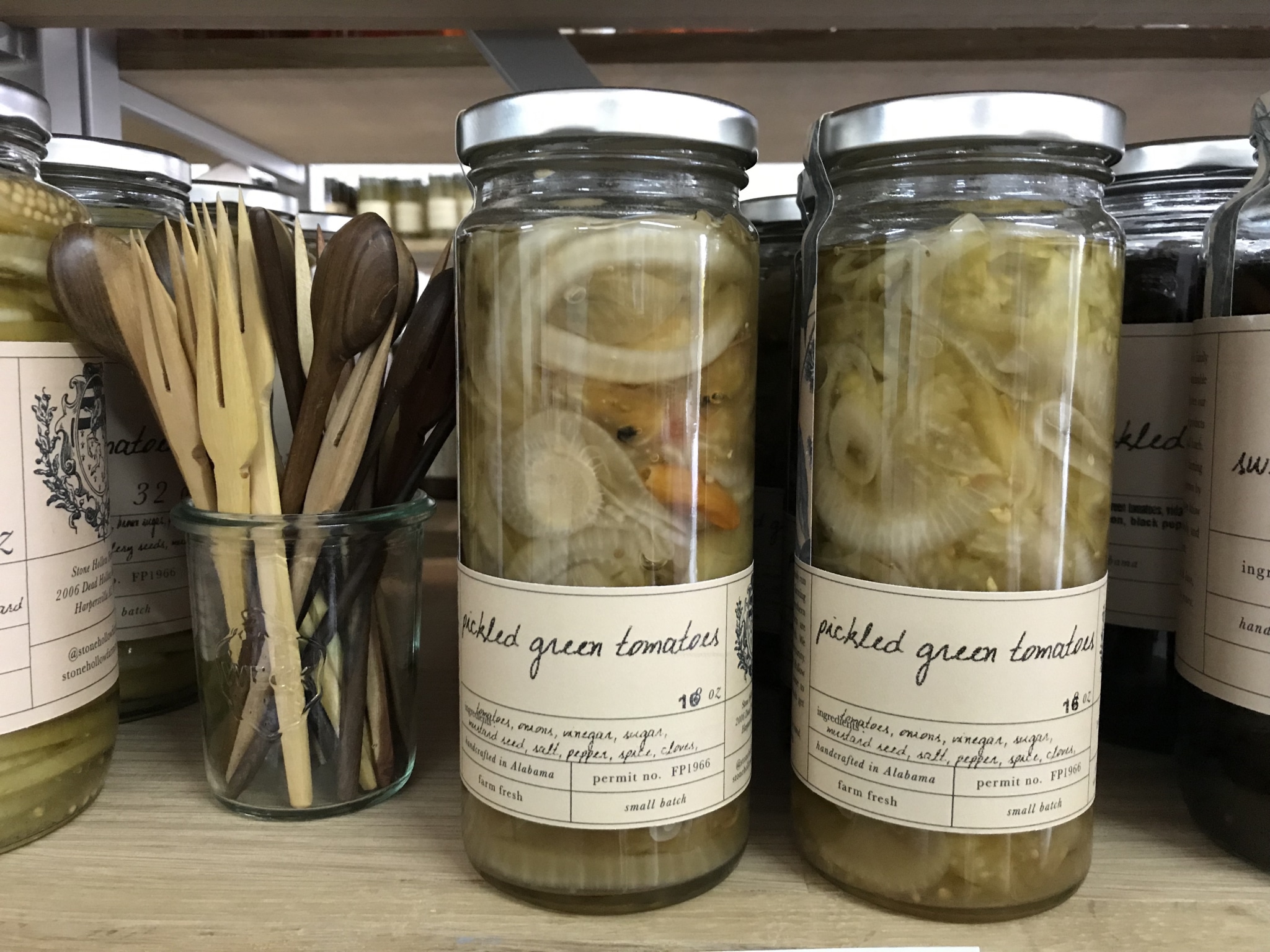 Birmingham, Alabama, FarmStand by Stone Hollow Farmstead, Pepper Place, pickled green tomatoes