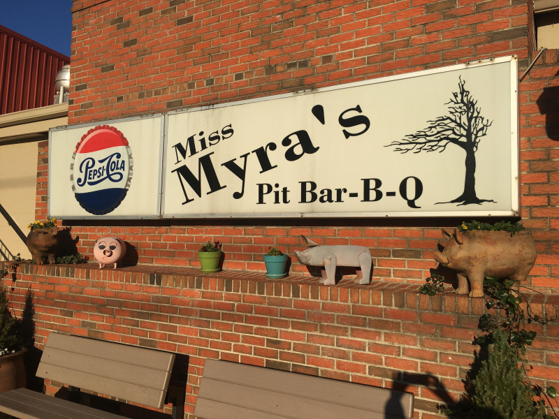 Miss Myra's BBQ is next door to the Cahaba community of Birmingham, in Cahaba Heights.