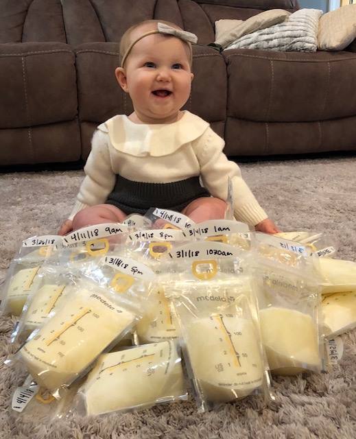 This little girl's mama donated extra milk in honor of her big brother, who passed away in November 2016. 