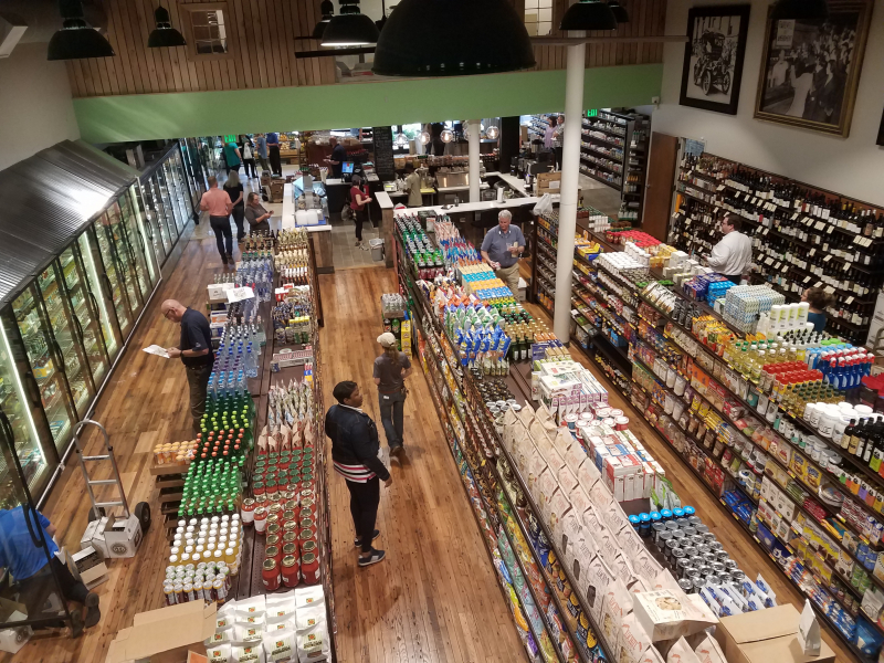 Looking down on the new Harvest Market store from the Local Loft. 