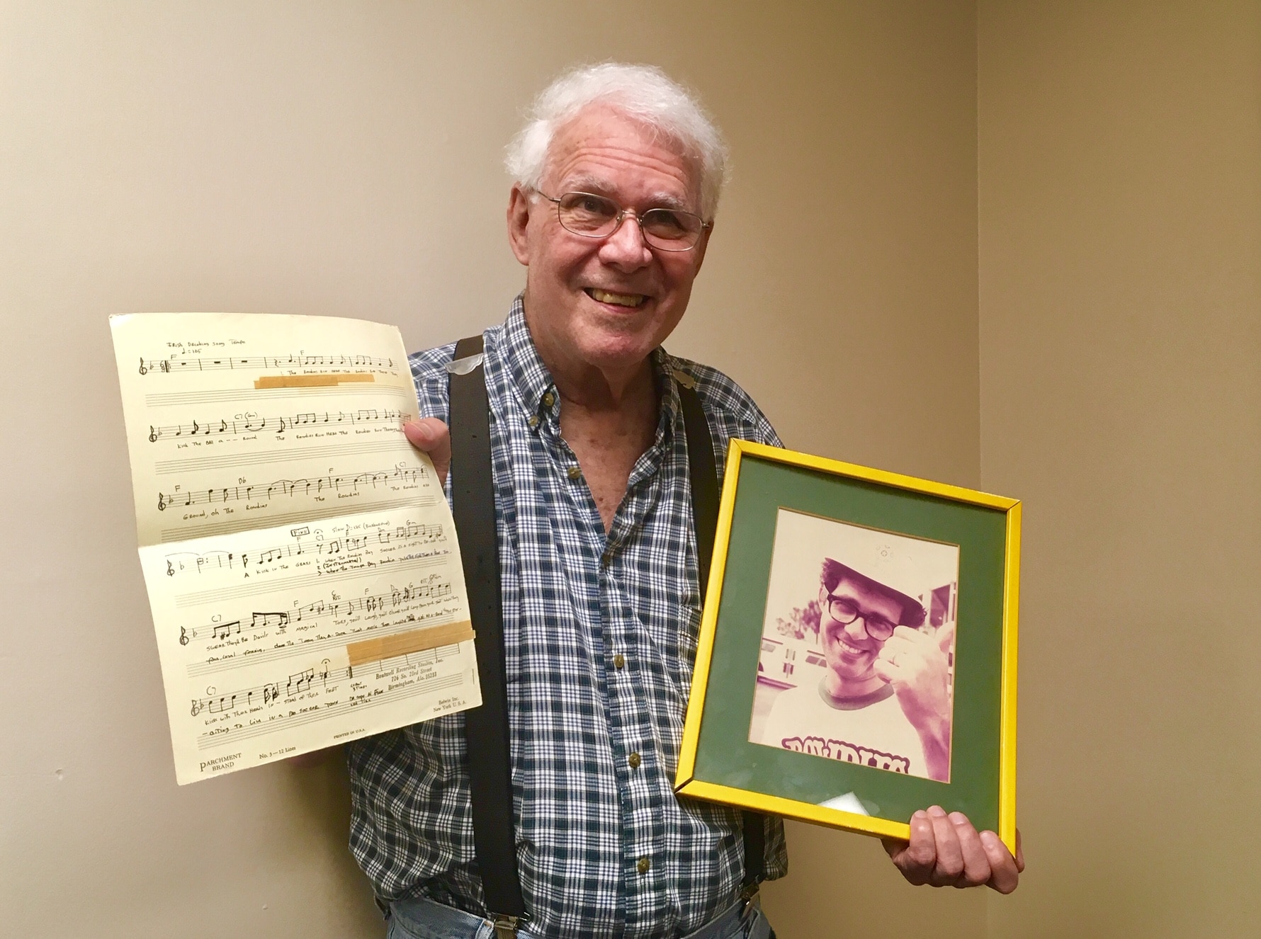 Ed Boutwell with the Tampa Bay Rowdies song sheet