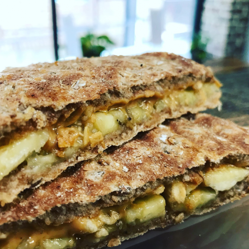 Pressed Peanut Butter and Banana Sandwich