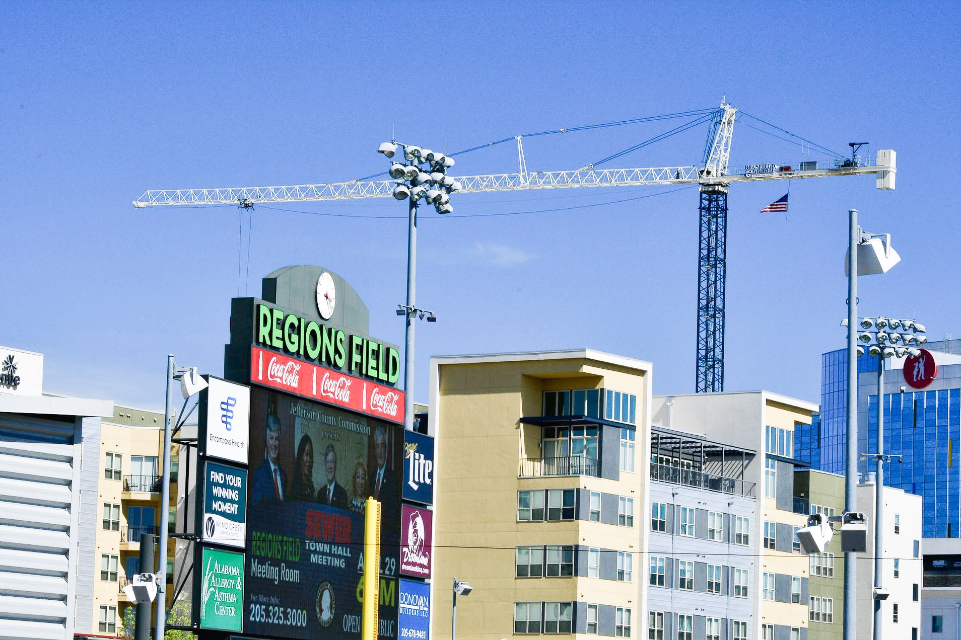Cranes are a common sight in Parkside as the area continues to grow! Photo by Bham Now