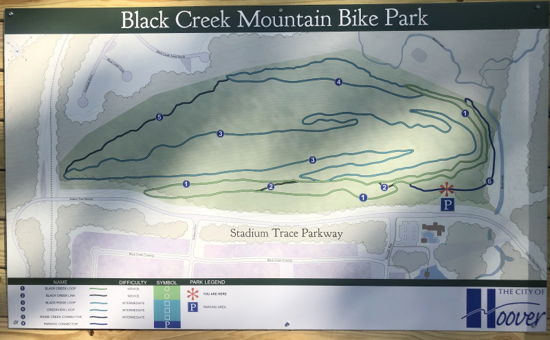 Information board showing mountain bike trails at Black Creek Mountain Bike Park