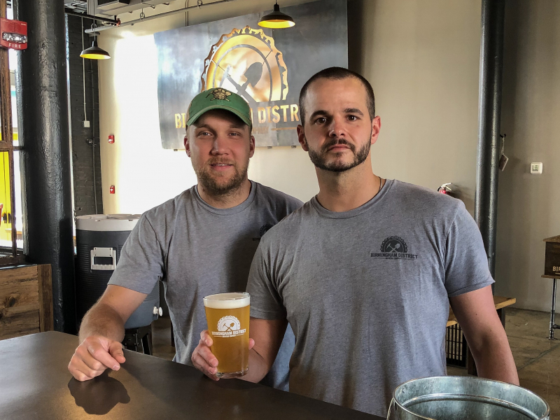 Birmingham District Brewing, makers Cale Sellers and James Sumpter show off Salty Amigose. A lime, sea salt and coriander based beer. Made in Birmingham, AL.