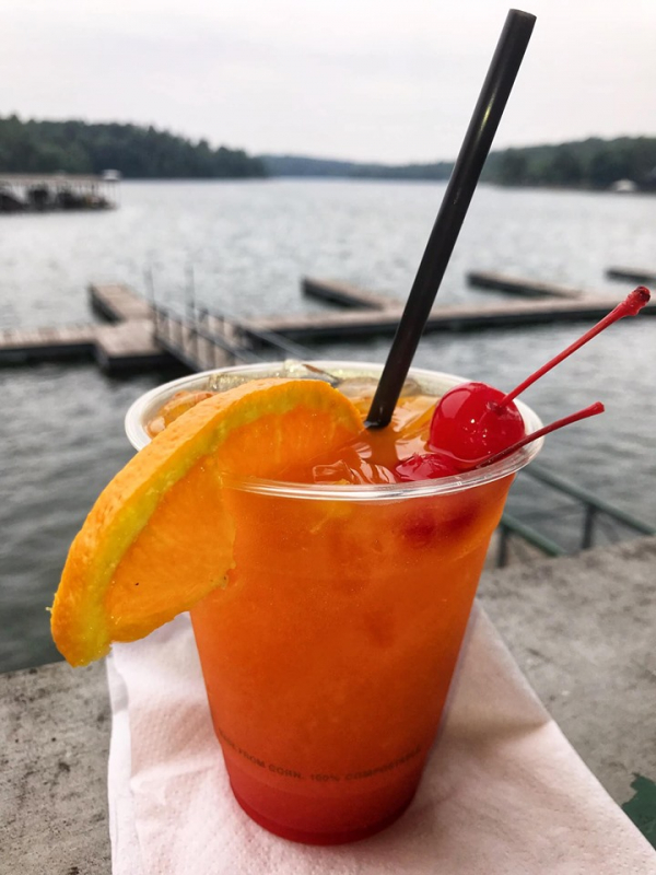 Sunset Margarita on the dock of Trident Marina, Smith Lake. Available at The Grille