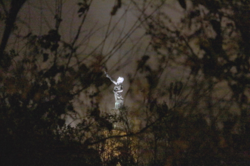A view of Vulcan through the trees from a nearby home in Birmingham's Southside community. 