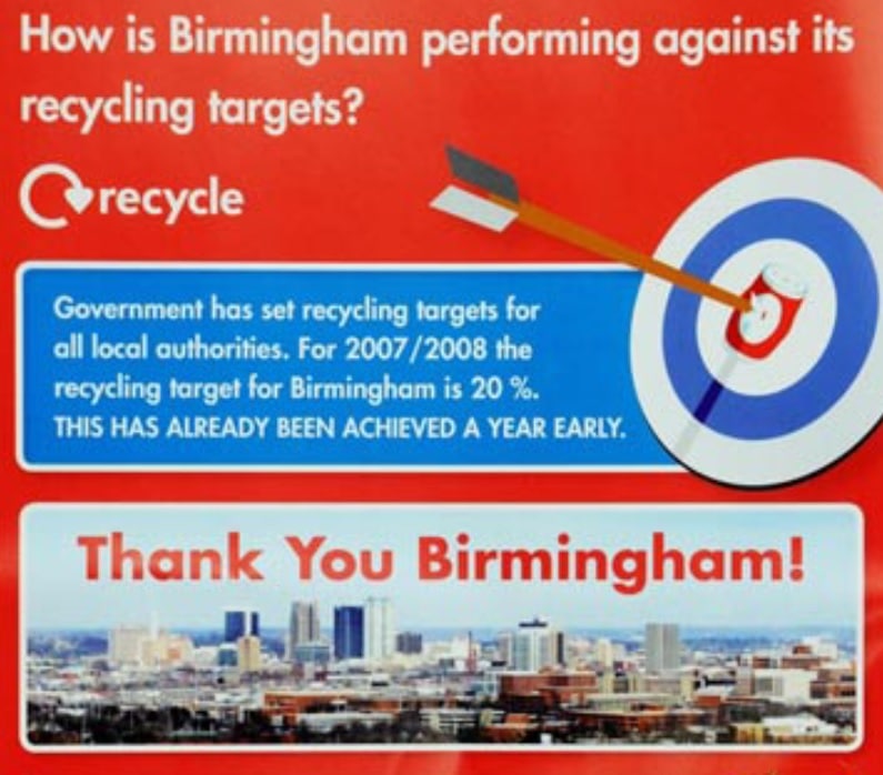 Birmingham, Alabama and Birmingham, England. 3 times when they were mistaken for one another 3 Recycling Leaflet Birmingham City Council