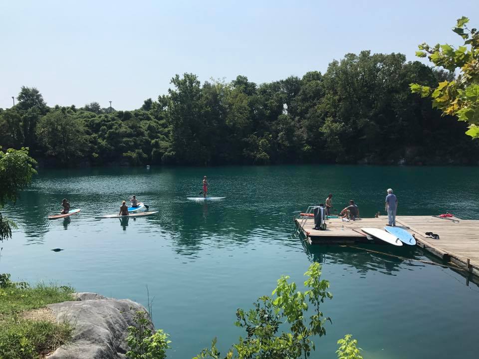 People paddle boarding