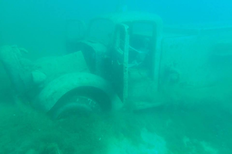 Submerged truck at Blue Water Park