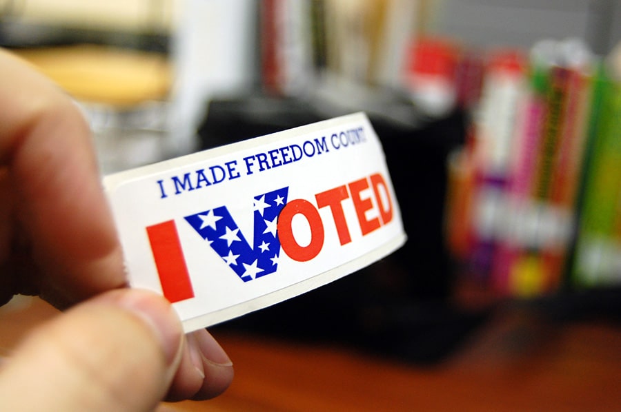 "I made freedom count I voted" sticker