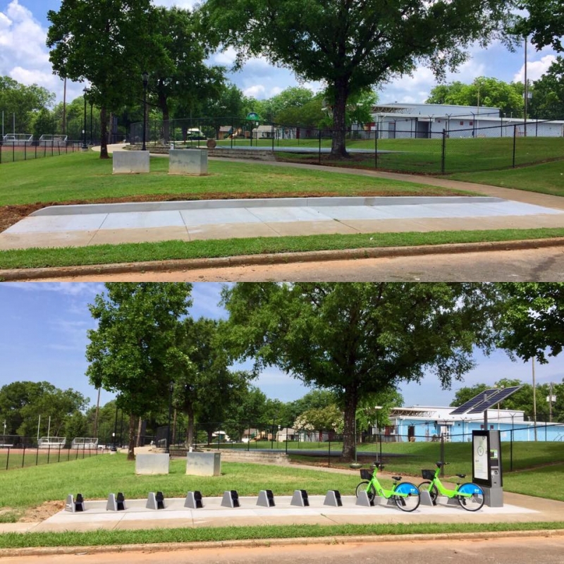 New pool and Zyp BikeShare station at Memorial Park in Titusville