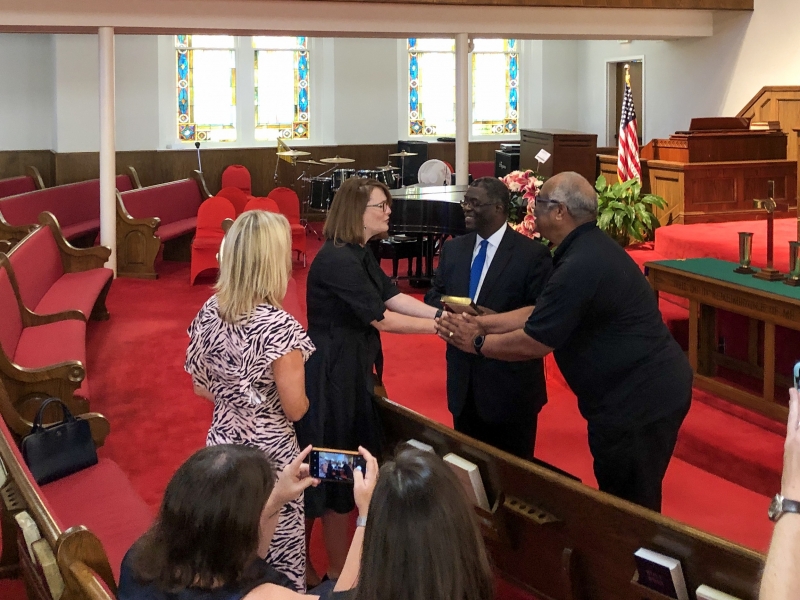 Kirsty William, Welsh Minister for Education and Sian Lewis CEO of The Urdd visit 16th Street Baptist Church in Birmingham, Alabama