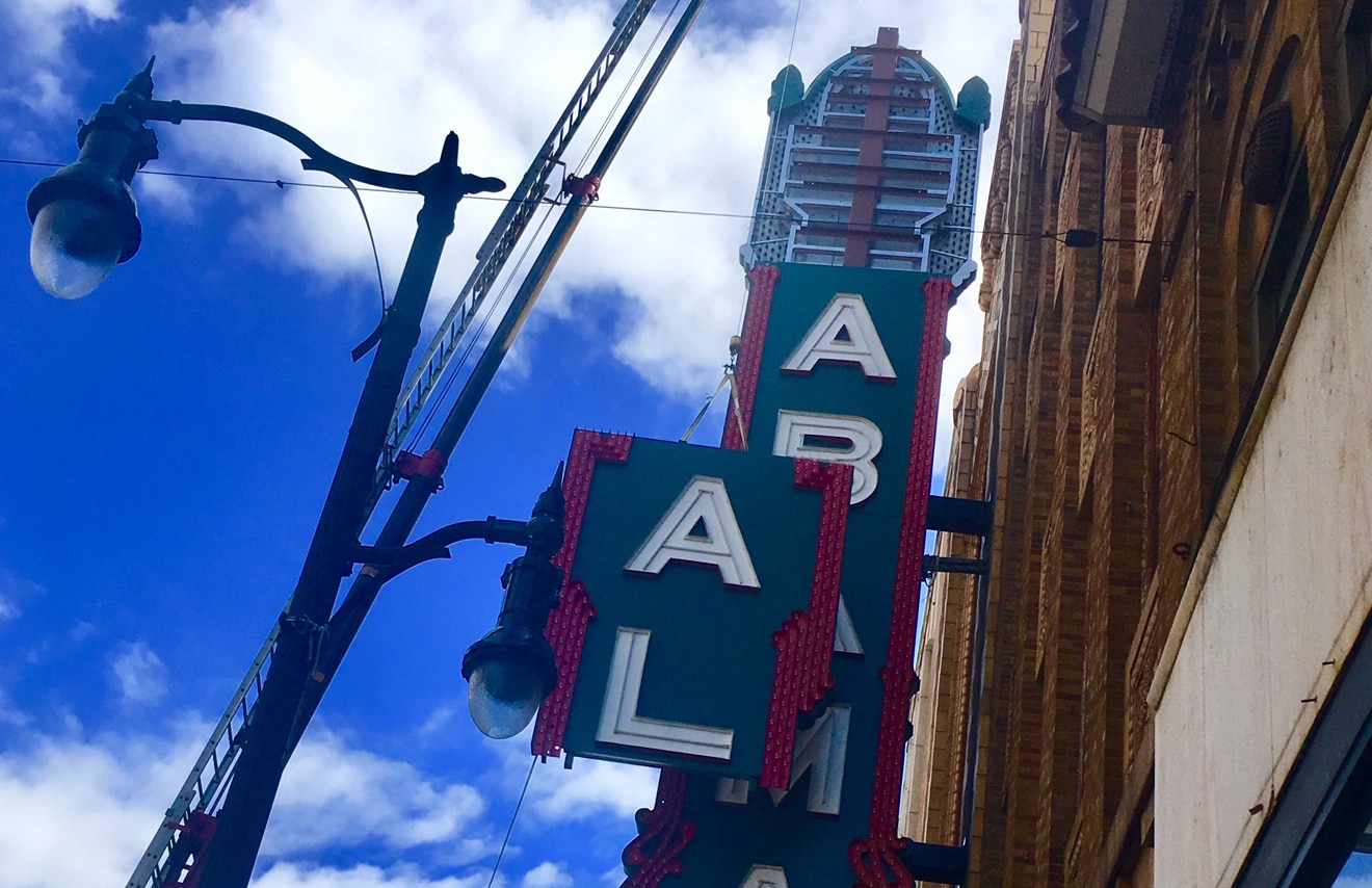 IMG 0526 Birmingham’s iconic ALABAMA Theatre sign is back! Exclusive video of the A and L lifted into place