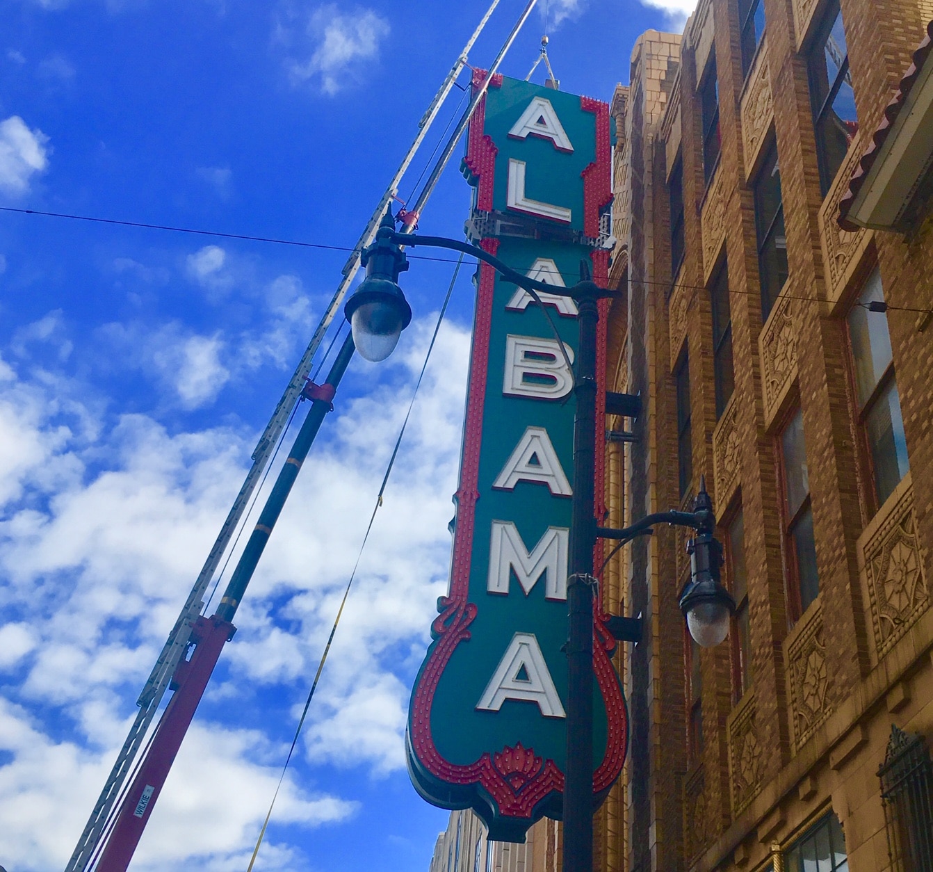 IMG 0528 Birmingham’s iconic ALABAMA Theatre sign is back! Exclusive video of the A and L lifted into place