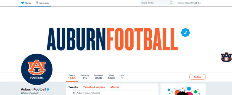 Auburn Football Twitter account
