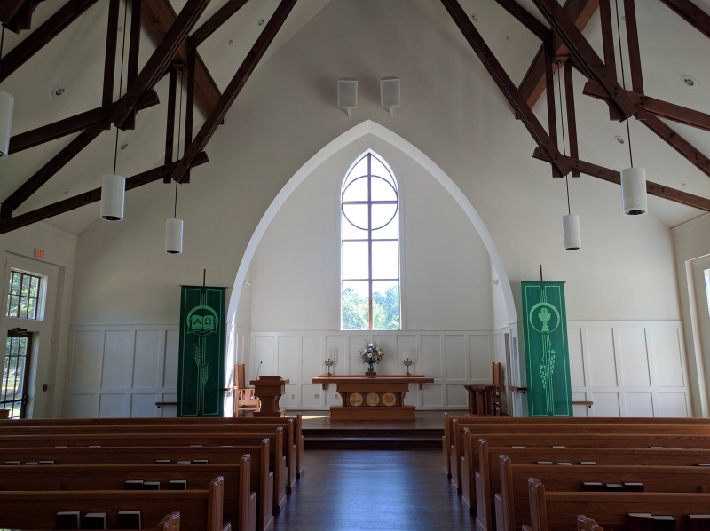 The inside of the church at Our Savior Lutheran Church
