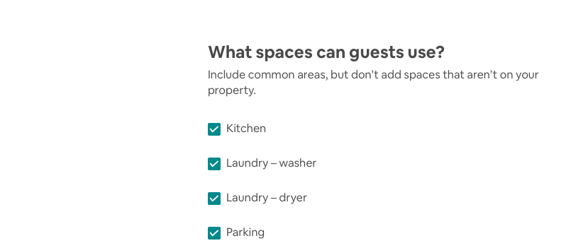 A screen shot of the amenities my apartment has.