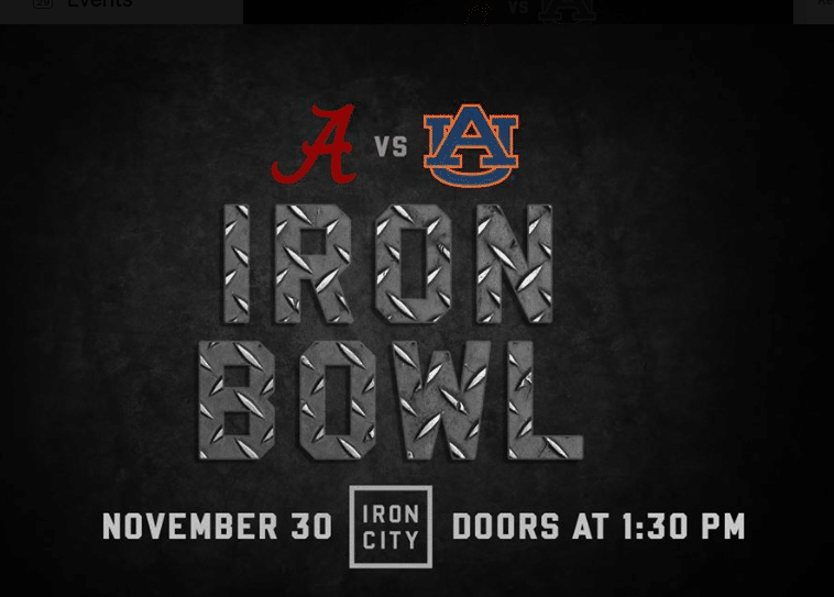 Screen Shot 2019 11 29 at 7.04.02 AM 4 places to watch the Iron Bowl with a big crowd, including Iron City