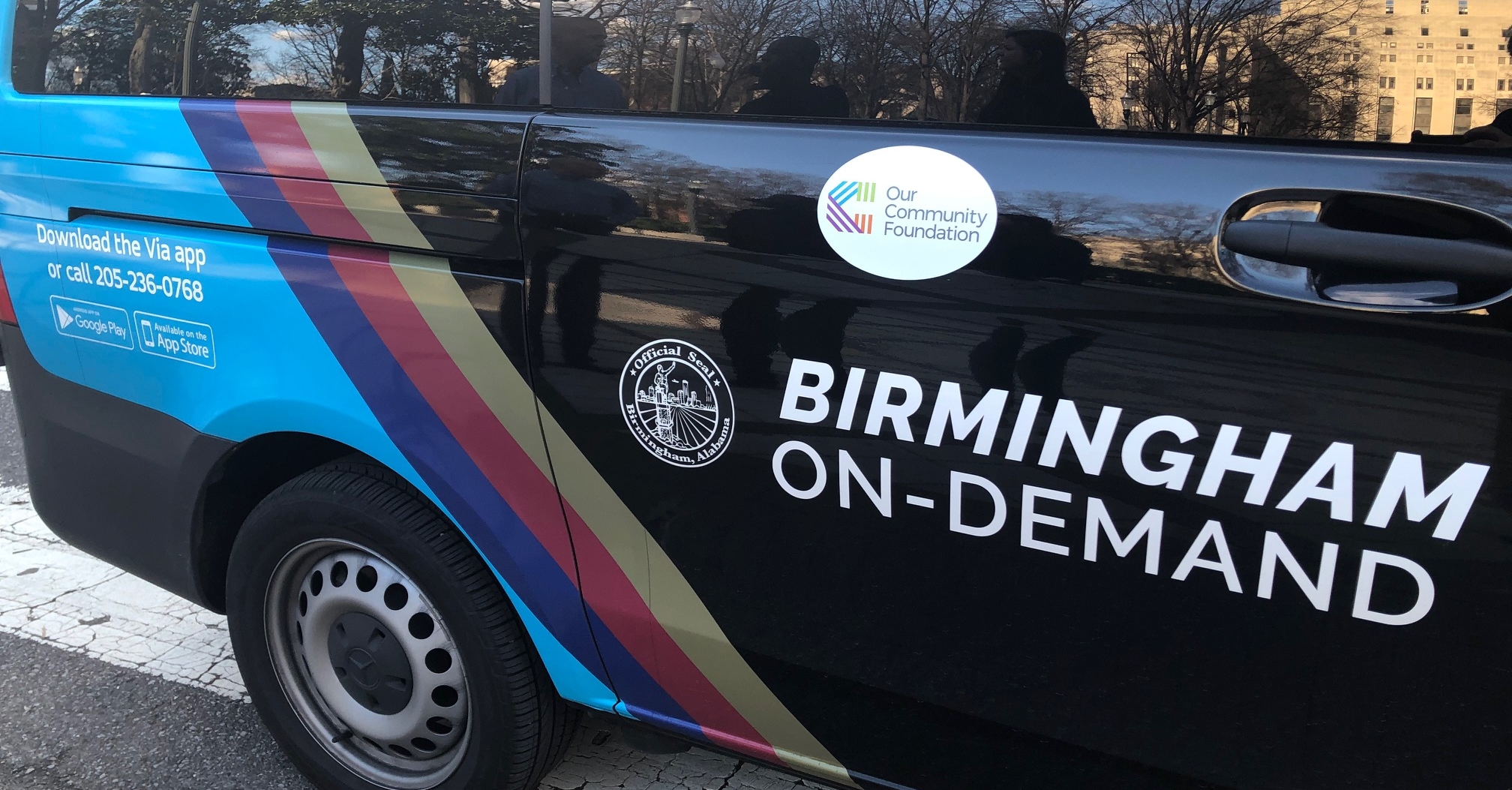 Community Foundation Via logos e1605878257568 Birmingham On-Demand tops 25,500 rides in first 11 months