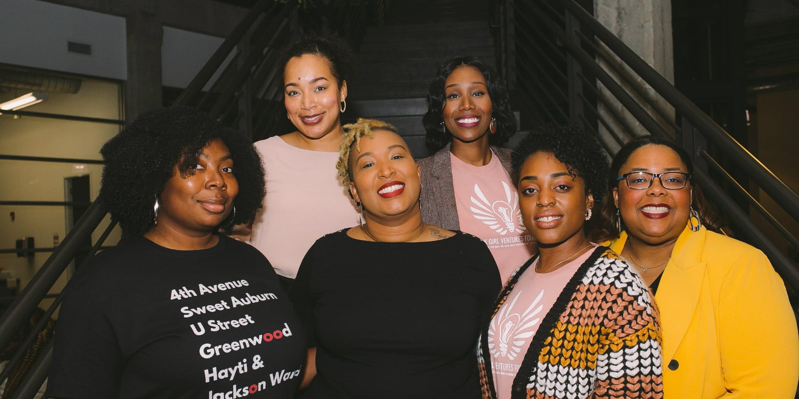 Carmen Mays, Zhaundra Jones, BGV founder Shelly Bell, Alycia Levels-Moore, Amber Curry and Jaclynn Maxwell Hudson, members of Black Girl Venture's team. 