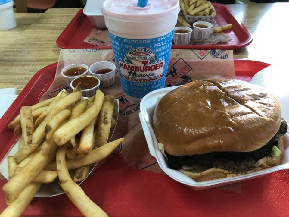 Burger, fries and shake at Hamburger Heaven