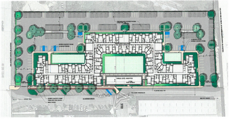 the tracks site plan 1 New multifamily apartment project, The Tracks, proposed for Rotary Trail