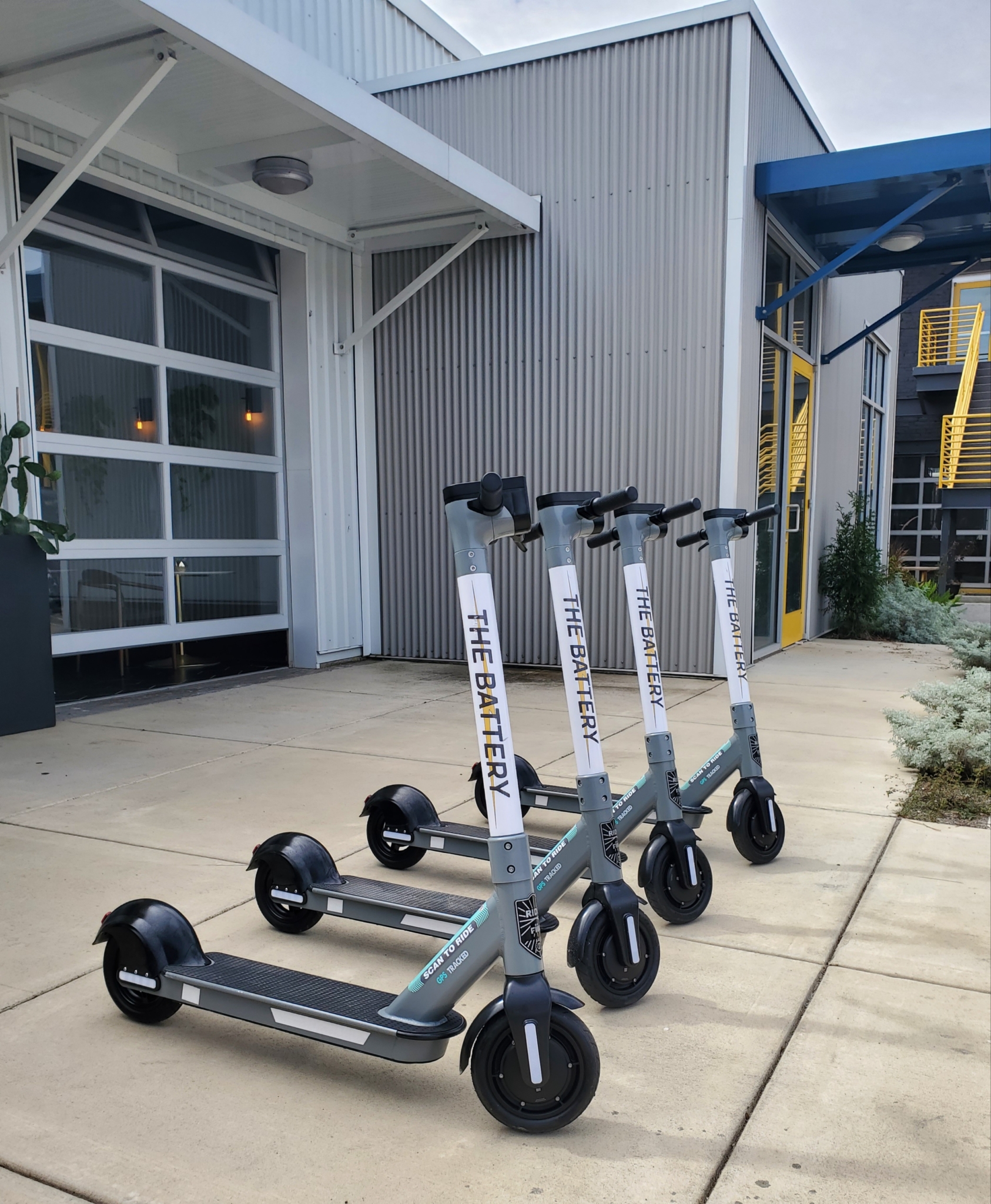 Battery scooters outside of pedal tours Birmingham