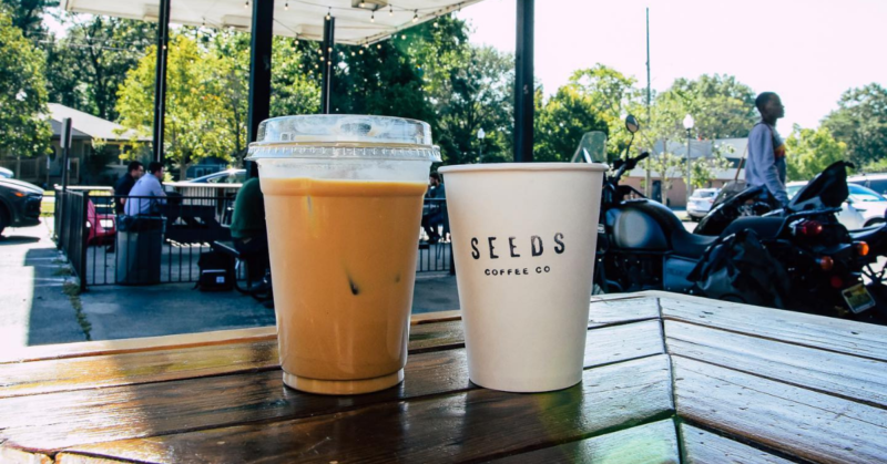 Iced pumpkin latte and hot pumpkin latte at Seeds Coffee - 9 Birmingham coffee shops to try