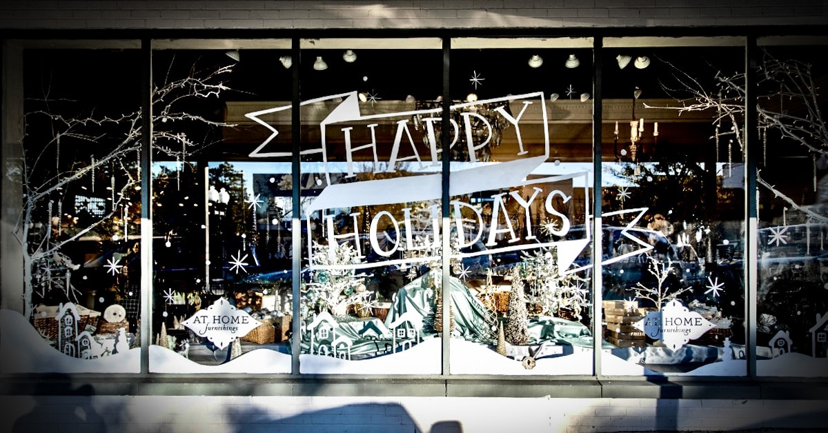 Happy Holidays window display