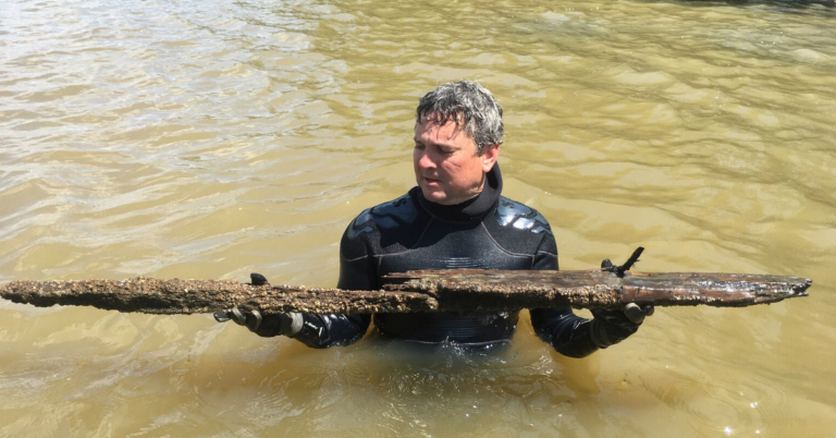 Ben Raines with a piece of the last US Slave Ship