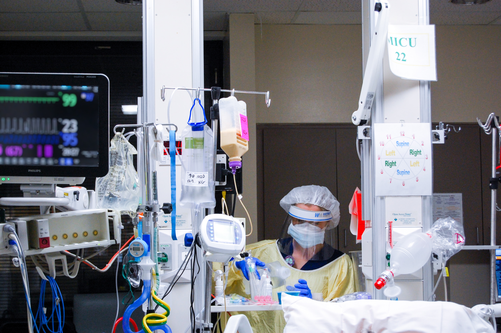 hospital personnel with a COVID patient in the ICU at UAB