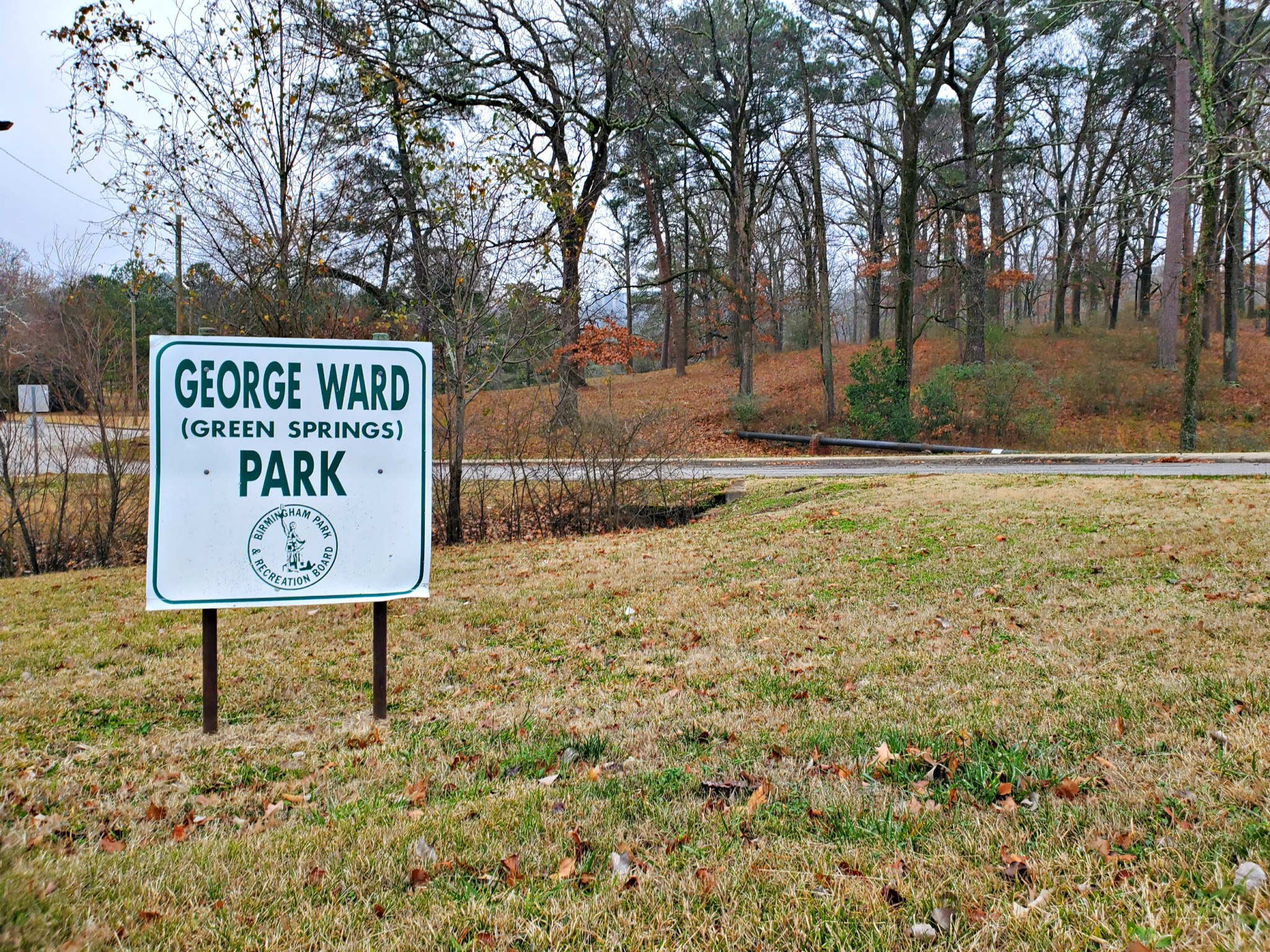 George Ward (Green Springs) Park sign and trees in Green Springs, host to the Southern Shootout