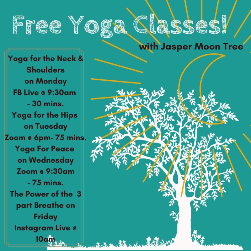 Flyer for Jasper Elliott Wolfe's yoga workouts