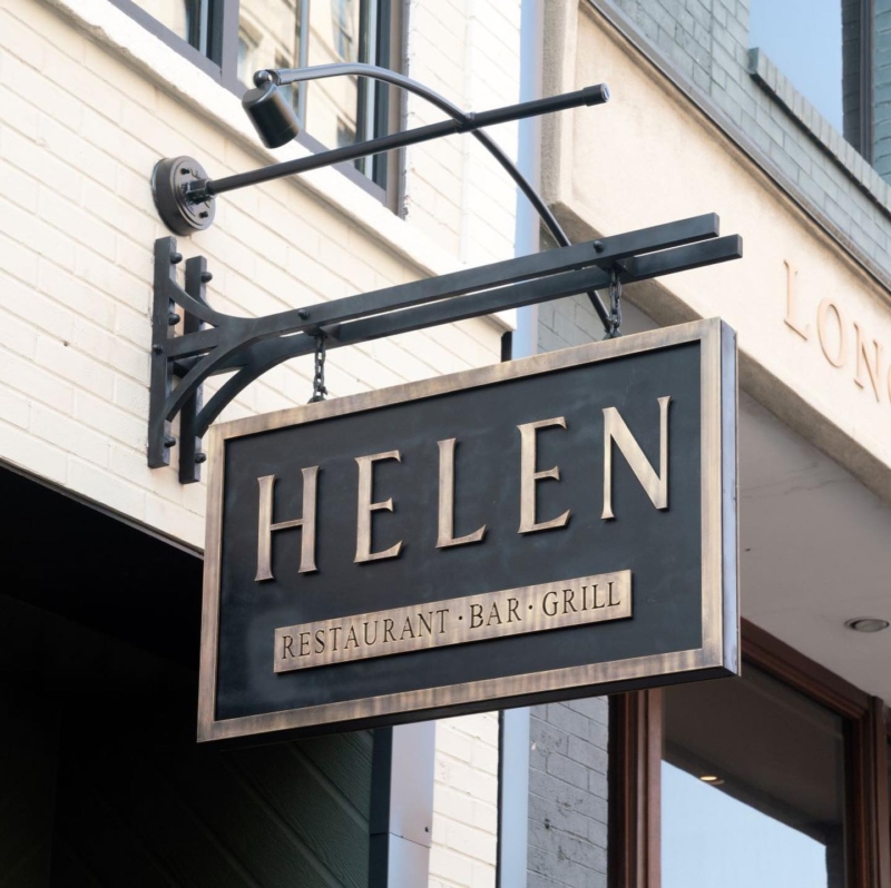 Storefront sign of Helen's in Birmingham, Alabama. Part of the  Valentine's Day guide
