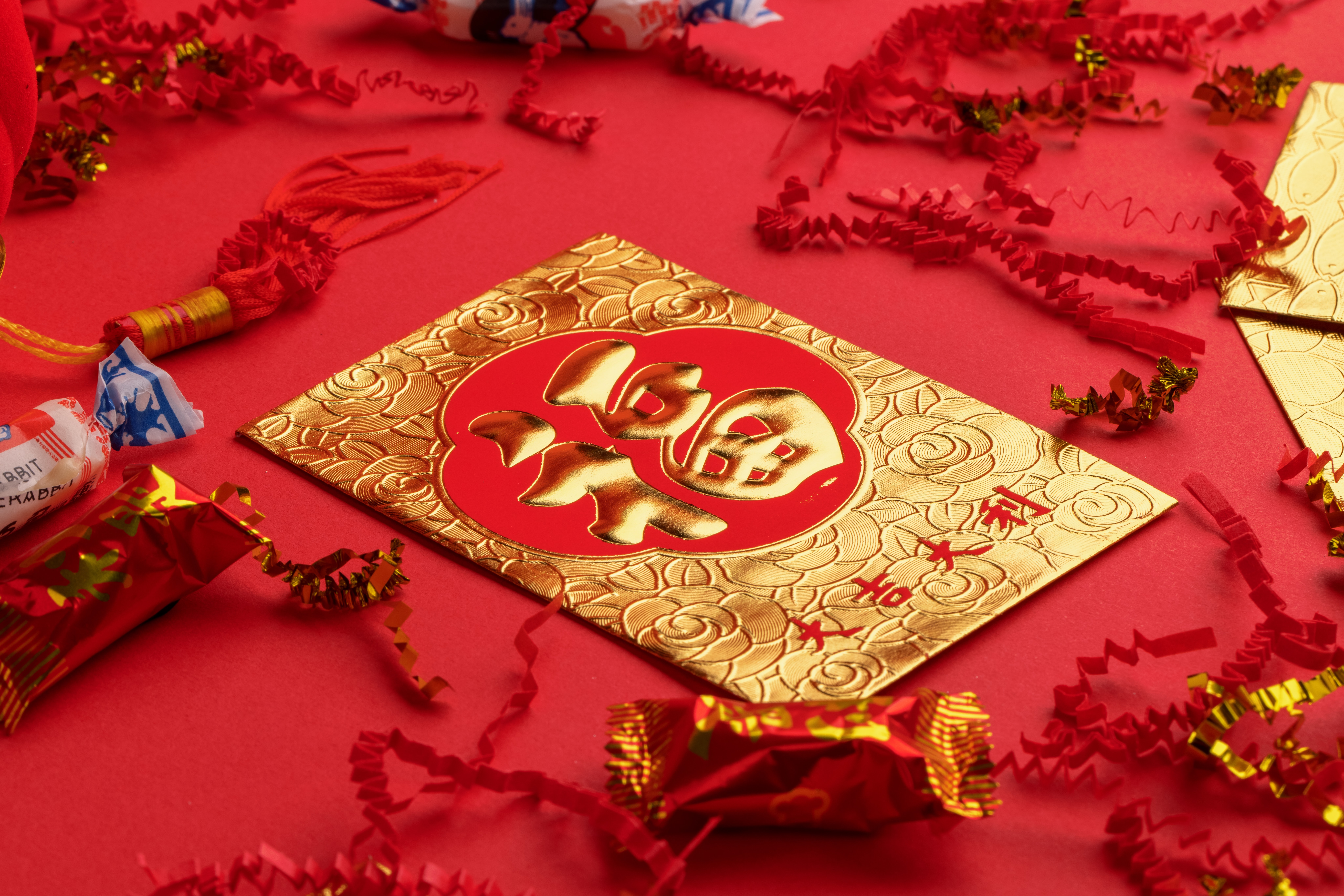 Red money envelopes Lunar New Year in Birmingham